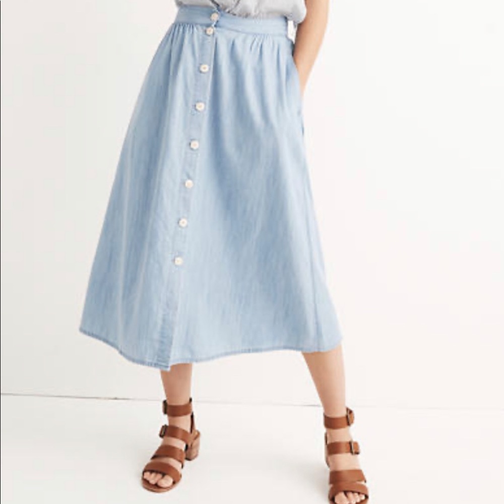 Madewell Midi Chambray Skirt- size 6